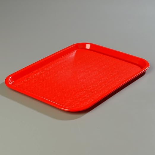 Carlisle FoodService Products Café Standard Cafeteria/Fast Food Tray, 10" x 14", Red (Pack of 2)