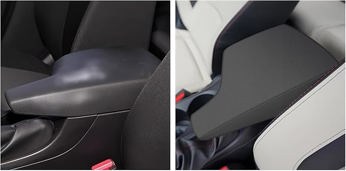 AOMSAZTO Console Covers for 2014 2015 Mazda Mazda3 Armrest Covers for Mazda 3 Black with Black Stiches