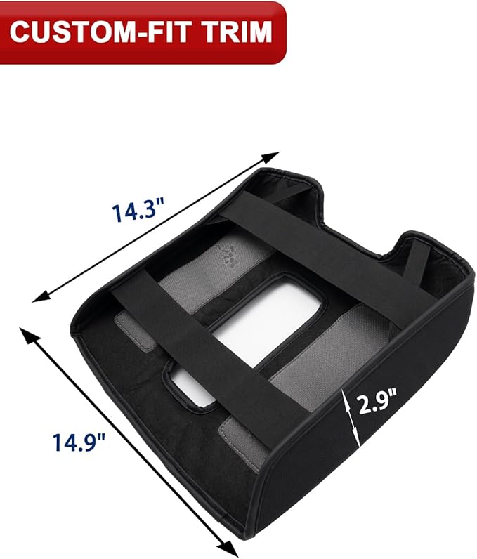 KBH Center Console Armrest Cover for Chevy Silverado, GMC Sierra 2014-2018 & Tahoe Yukon Suburban 2015-2020, Middle Console Lid Protector with Middle Cut, Black (Fits Bucket Seat Only)