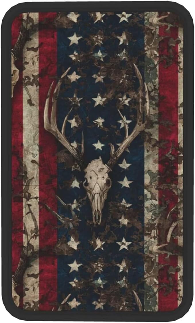 American Flag Print Center Console Cover Vintage Elk Star Stripe Middle Arm Rest Cushion Pad Armrest Seat Box Lid Protective Covers Car Center Console Pads
