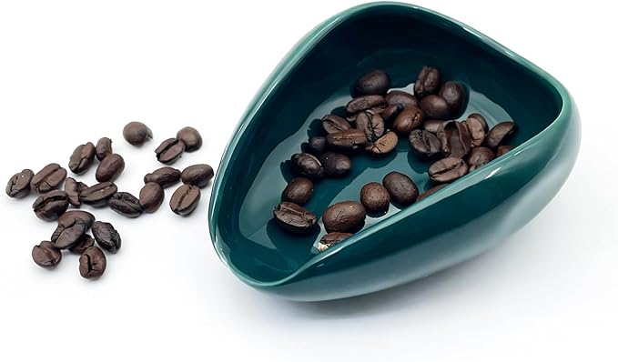 Newly Upgraded Coffee Bean Dosing Cup, Ceramic Dosing Dish for Coffee Beans, Ceramic Single Dose Measuring Tray, Coffee Bar Accessories (Solid Green)