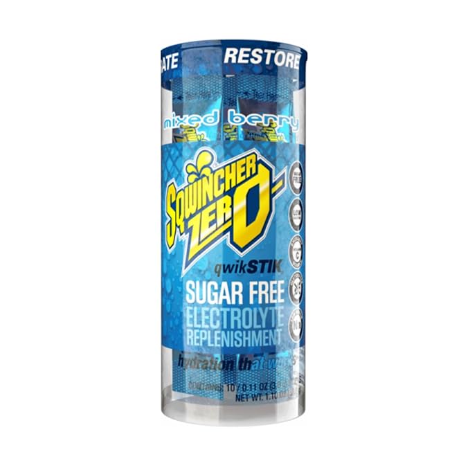 Sqwincher ZERO Qwik Stik - Sugar Free Electrolyte Powdered Beverage Mix, Assorted Flavors (40 Sticks)