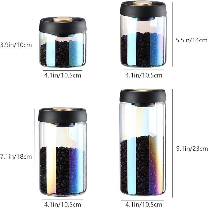 Colorful Coffee Vacuum Container Jars, Food Coffee Bean Storage Containers with Lids Airtight, Manual Vacuum Extraction Sealed Tank (Colorful, 900, Milliliters)