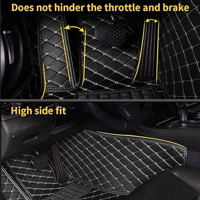 Custom Making Car Floor Mats Compatible for 2000-2025 All Mode Sedan SUV Sports Car Full Coverage Cute Pads Protection Non-Slip Leather Floor Liners (Orange)