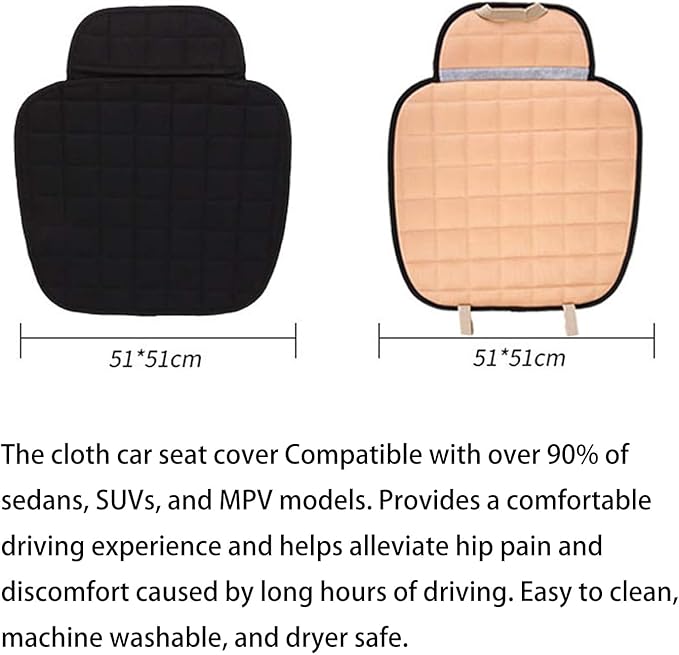 Suninbox Car Seat Cover,2 Pack Linen Bottom Seat Covers for Trucks, Car Seat Pad,Car Seat Cushion Breathable Ventilated Front Seat Only[Black Front Seat]
