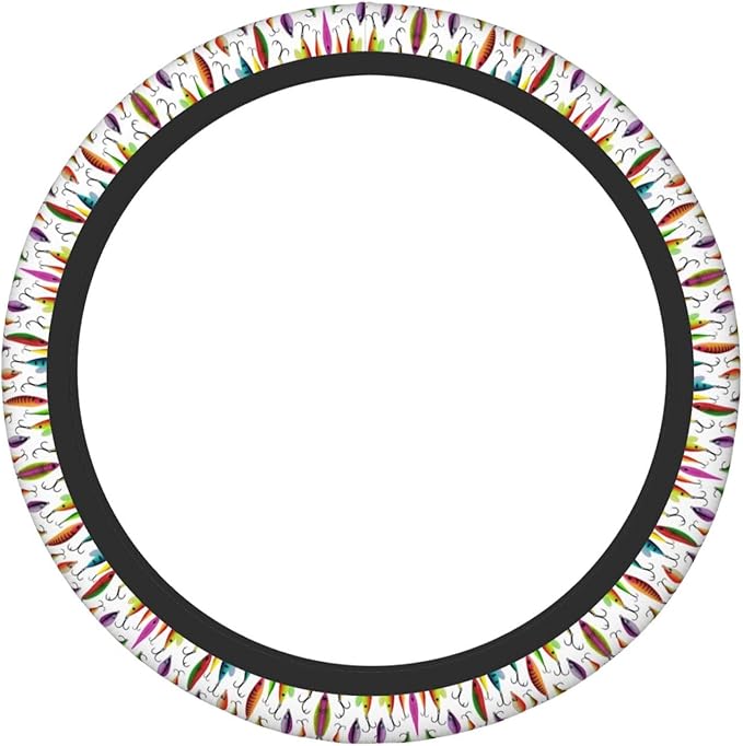 Neoprene Steering Wheel Cover Fishing Lure Pattern Car Steering Wheel Cover Universal Fit for Most Cars