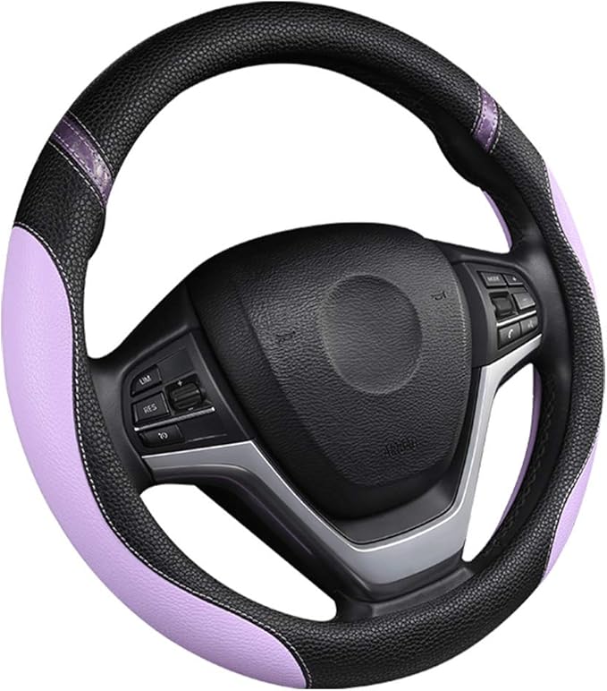 Universal Leather Steering Wheel Cover for Women Steering Wheel Cover for Car 15 inch (Lilac Color)