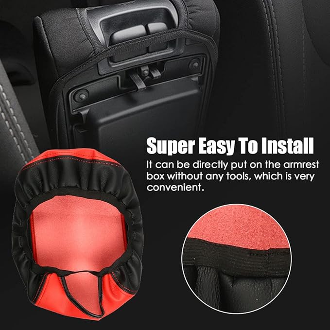 sportuli Center Console Cover Anti-Scratch Leather Armrest Pad Replace for 2019 2020 2021 2022 2023 2024 2025 Dodge RAM 1500 2500 3500, for All Makes & Models with Bucket Seats (Red)