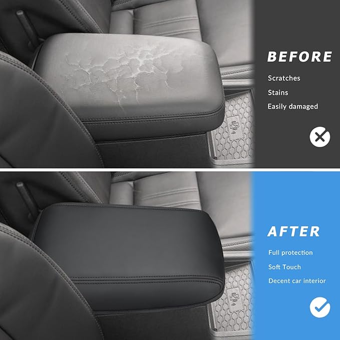 INTGET Center Console Cover for 2022-2025 2026 Nissan Frontier Accessories Leather Middle Console Cover Arm Rest Lid for Nissan Frontier Pro 4X Accessories S/SV/PRO-X/SL/Hardbody (Black Stitches)