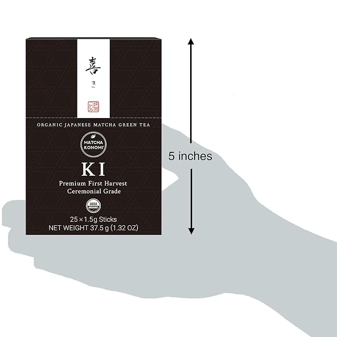 Ki Matcha (25 x 1.5g Sticks) - Organic Premium Ceremonial Japanese Matcha Green Tea Powder - First Harvest, Radiation Free, No Additives, Zero Sugar - USDA Certified - Single Serve Packets