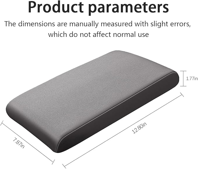 Car Center Console Pad, Comfortable Memory Foam Vehicle Armrest Support Cushion, Automotive Arm Rest Seat Box Cover Protective Mat Accessories, Universal for SUV, Sedan, Truck (Gray)