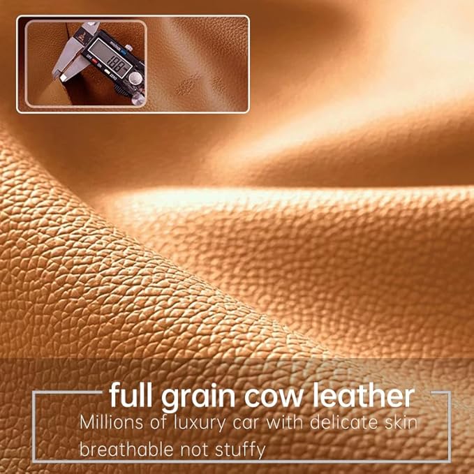 Car Car SUV's Wagon Universal Genuine Leather Seat Cushion Lumbar Back Top Layer Cowhide Front and Back Cushion Upgraded Padded Comfort (Coffe Brown Backrest)