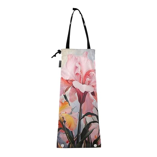 ALAZA Hanging Car Trash Bags Garbage Bag Trash Can for Back Seat Small Flower Floral 10 Washable Storage Bag Retractable 2 Pack