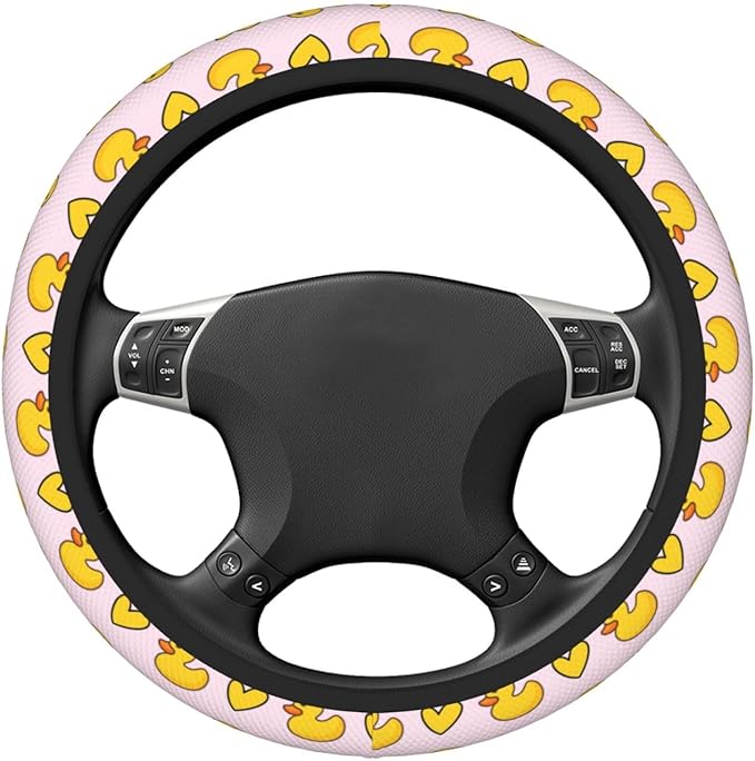 Cute Yellow Duck Steering Wheel Cover for Women Men Girls, Car Accessories Decor Thickened Anti-Slip Auto Steering Wheel Covers Protector Universal Fit 15 Inch for Cars, Truck, SUV