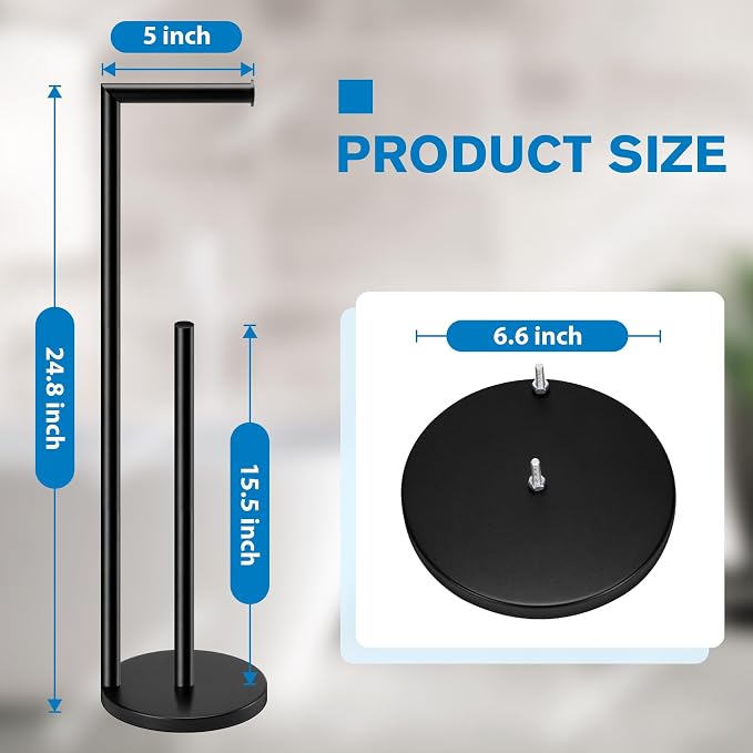 Toilet Paper Holder Stand, Toilet Paper Stand Black, Free Standing Toilet Paper Holder, Toilet Paper with Storage by Bathth