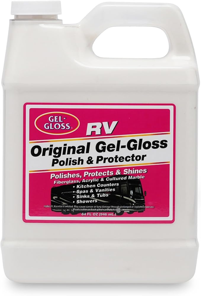 Gel-Gloss Kitchen & Bath Polish - Carnauba Cleaner Wax Formulation – Removes Water Spots, Light Scratches & Stains - Restores Color & Shine - Carnauba Wax Protective Coating, 64 oz