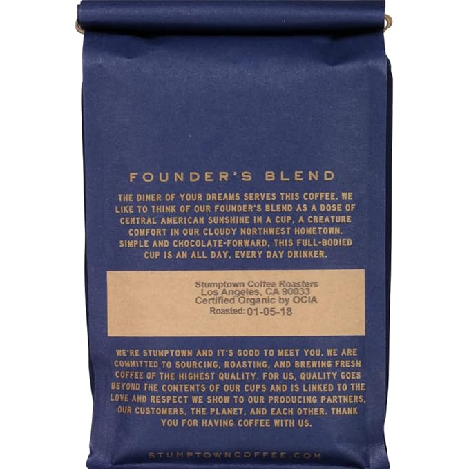 Stumptown Coffee Roasters, Founder's Blend, 100% Arabica Coffee - Organic Whole Bean Coffee, 100% Arabica Coffee - 12 Ounce Bag, Flavor Notes of Vanilla and Cocoa Powder