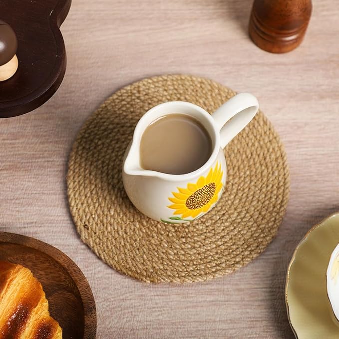 Sunflower Ceramic Milk Creamer with Handle
