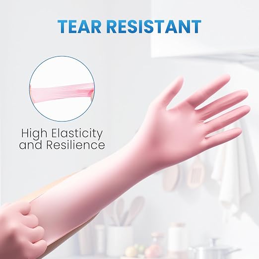 Borje Pink Nitrile Gloves, 100 Count Disposable Gloves, Large, Latex & Powder-Free, Food Safe, Cleaning, Esthetician, Cooking