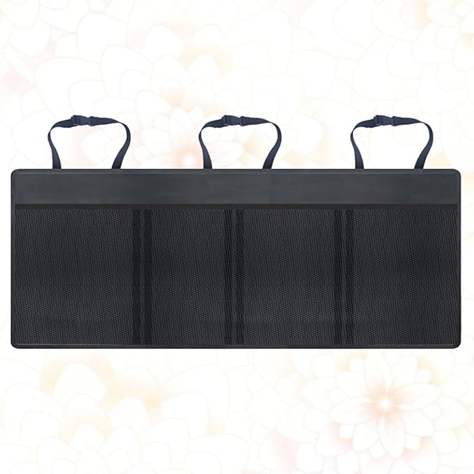 Healifty Backseat Organizer Car Storage Bag Multi Pocket Hanging Cargo Organizer for Emergency Gear Auto Supplies Outdoor Activities Straps Hook Loop Fastener Black