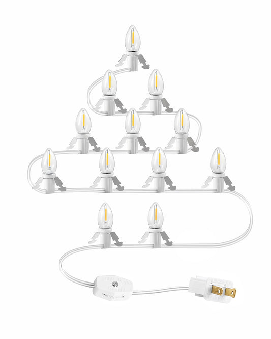 GOEBLESON Christmas Village Lights, 21Ft String Lights with 12 Warm White C7 LED Bulbs, Model W02VL05