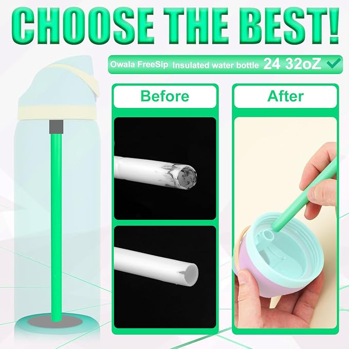 6pcs Replacement Straws for Owala, Reusable Plastic Straws with Cleaning Brush Tumbler Accessories Parts for Owala FreeSip Insulated Water Bottle 24oz 32oz (6 Colors)