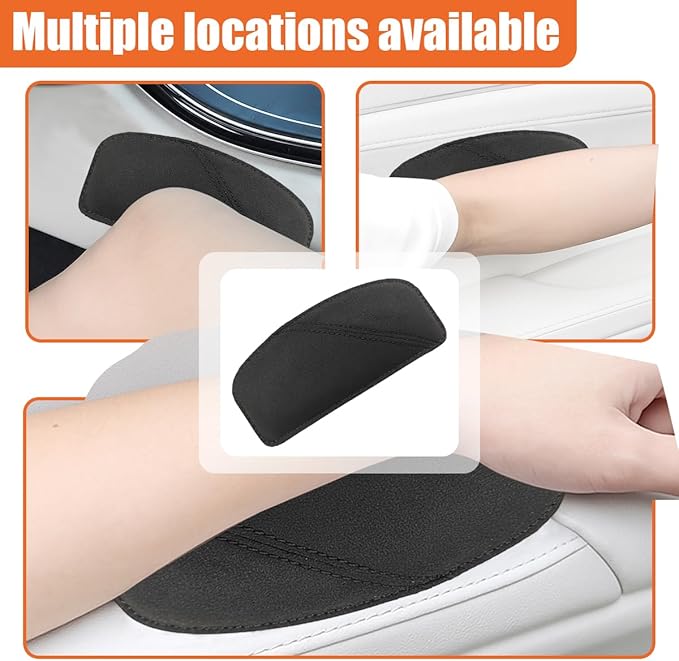 Car Knee Cushion Pad, Comfort Suede & Memory Foam Auto Door Armrest Elbow Protective Pillow, Soft Vehicle Interior Center Console Leg Support Accessories for Most Cars Trucks SUVs(Black)