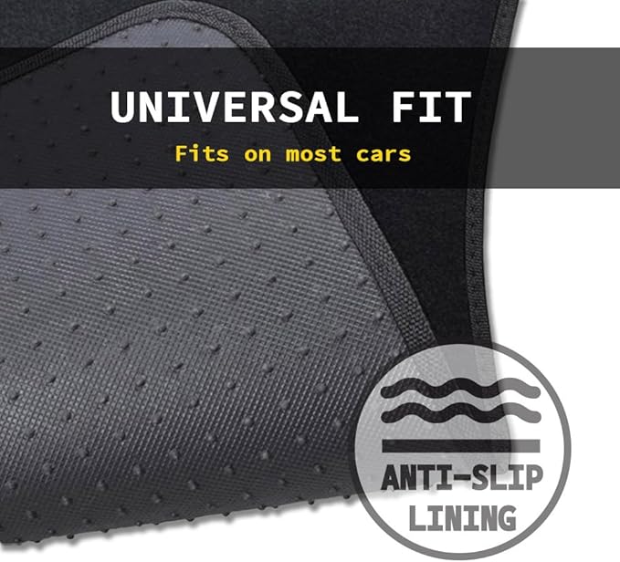 CarsCover Premium Vehicle Mats 4-Piece with Vinyl Heel Pad, Black Carpet Driver Passenger and Rear Floor Mats