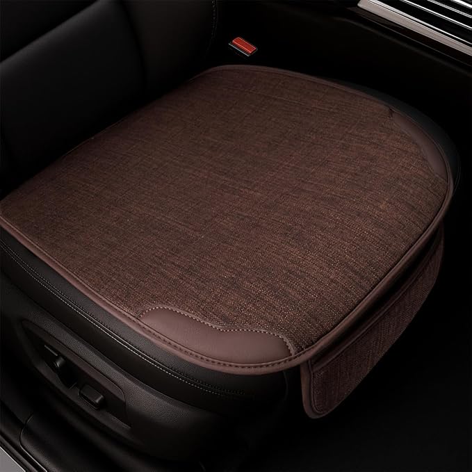 YoRise Car Seat Cover, Universal Cool Auto Front Seat Cushion Protector with Storage Pocket & Non Slip Bottom, Comfortable Breathable Vehicle Driver Seats Pad for SUVs, Trucks, Sedans (Coffee)