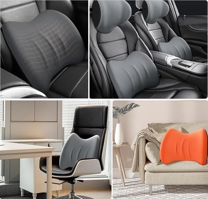 Car Memory Foam Pillow for Toyota Camry XSE/XLE/SE/LE/Hybrid 2025,Neck and Back Support Car Seat Kit Long Drive Essential Neck Pillow Lumbar Support Cushion,Orange