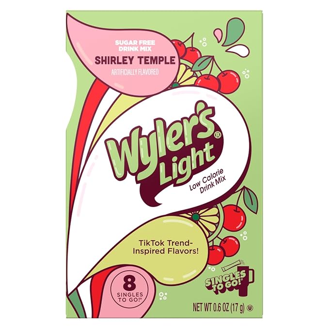 Wyler's Light Singles To Go Powder Packets, Water Drink Mix, 8 Count, 3 Boxes(24 Single Servings) (Shirley Temple)