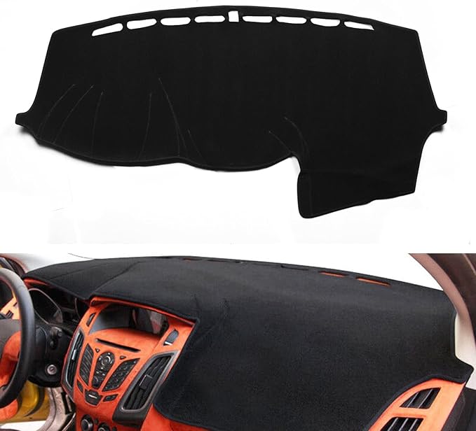 x xotic tech Center Console Dashboard Mat Pre-Cut Non-Slip Sunshield Sun Glare Protector Dash Carpet Pad Black Cover Compatible with Ford Focus 2012-2018