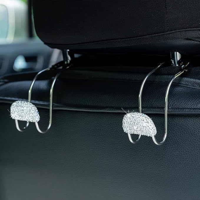 Car Decor Hooks for Purses And Bags, Durable Backseat Holder, Cute Heavy-Duty Metal Purse Hook Hangers, Storage Universal for SUV Truck & Van, Car Accessories for Women/Men, Pink