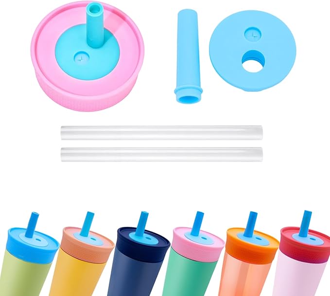 2Pack Silicone Straw Replacement for Owala Water Bottle & Tumbler,Leak-Proof Food Grade Kids Straw,Removable Replacement Lid Part,Dish Washer Safe,Make Kids Love Driking
