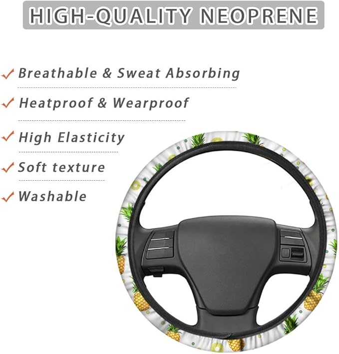 Steering Wheel Cover Hippo for Men Women Cute Steering Wheel Covers Soft Car Wheel Wrap Cloth Universal Car Steering Wheel Covers 15 inch