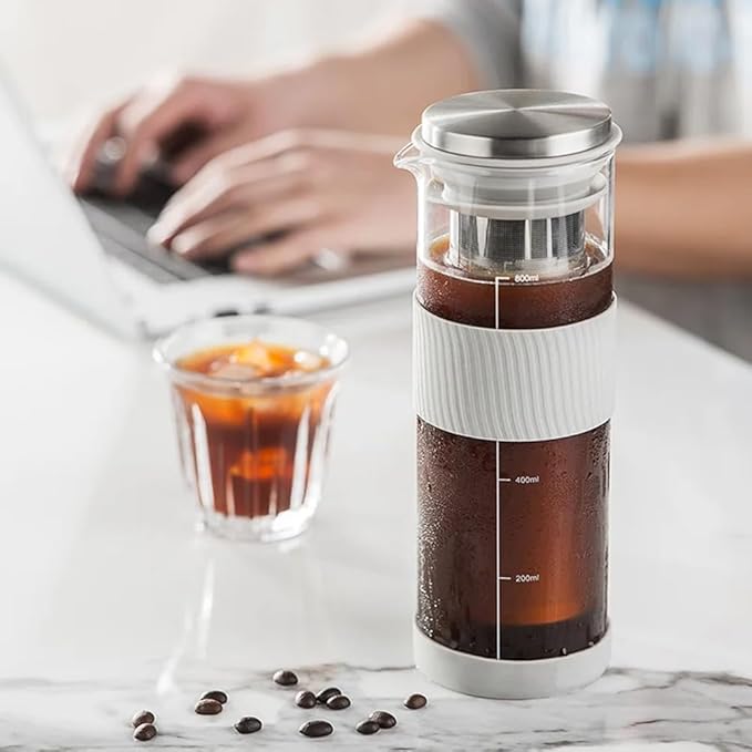 Portable Airtight Cold Brew Iced Coffee Maker Tea Infuser - 800Ml Cold Brew Coffee Kettle Brewing Glass Carafe Pitcher
