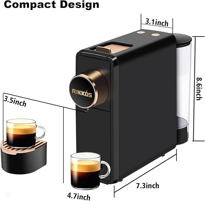 Espresso Machine Compatible with Nespresso Original Pods, 20 Bar High Pressure Mini Espresso Machine with 18oz Removable Tank, Programmable Single Serve Coffee Machine for Espresso Pods, Black