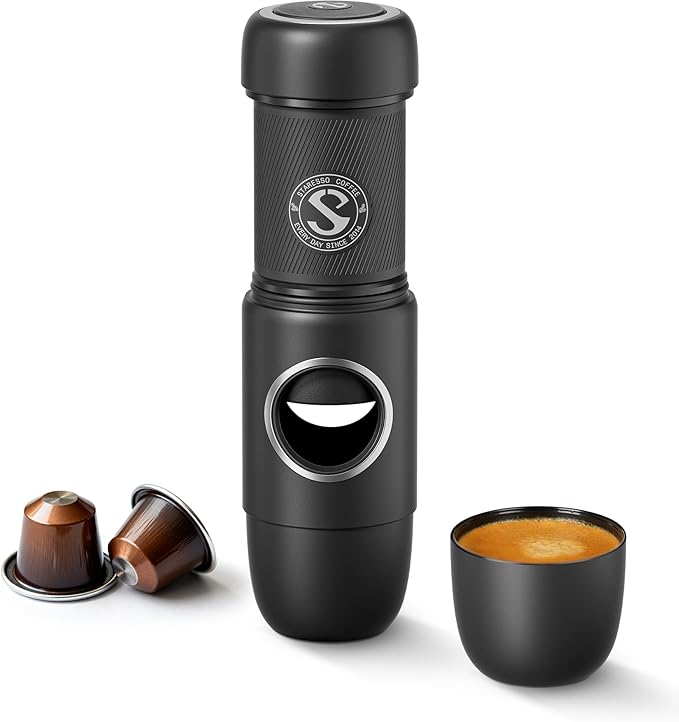 STARESSO TRAVEL NS Portable Espresso Maker, Ultra-Light Manual Coffee Machine, Compatible with Nespresso Original Pods, Perfect for Travel Camping Hiking