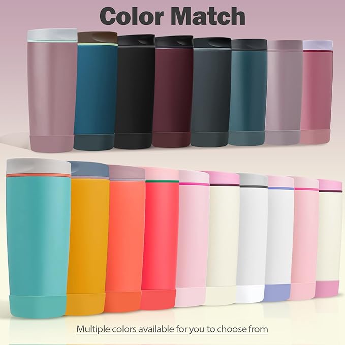 2pcs Silicone Boot for Owala SmoothSip Slider Coffee Tumbler 20oz 12oz, Anti-Slip Sleeve for Travel Coffee Mug, Protective Accessories for Owala BPA Free (Plum Perfect)