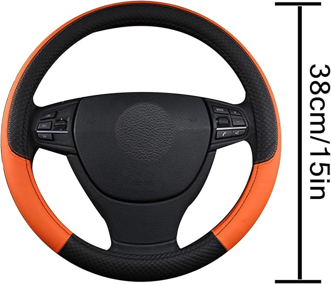 Steering Wheel Cover for Honda Accord 2023 2024 2025, Leather Easy Installation Car Interior Accessories Breathable Auto Protector Non Slip Grip,Orange