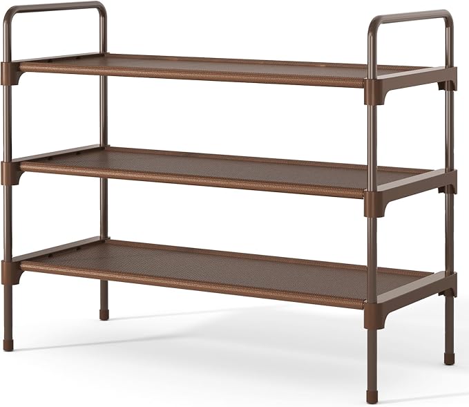 Kitsure Shoe Rack for Closet, Sturdy and Long-Lasting Shoe Shelf, Shoe Rack for Entryway, Personalized DIY Shoe Organizer, Shoe Rack Organizer for Space-Saving, 27.6" x 11.8" x 22.6", Brown