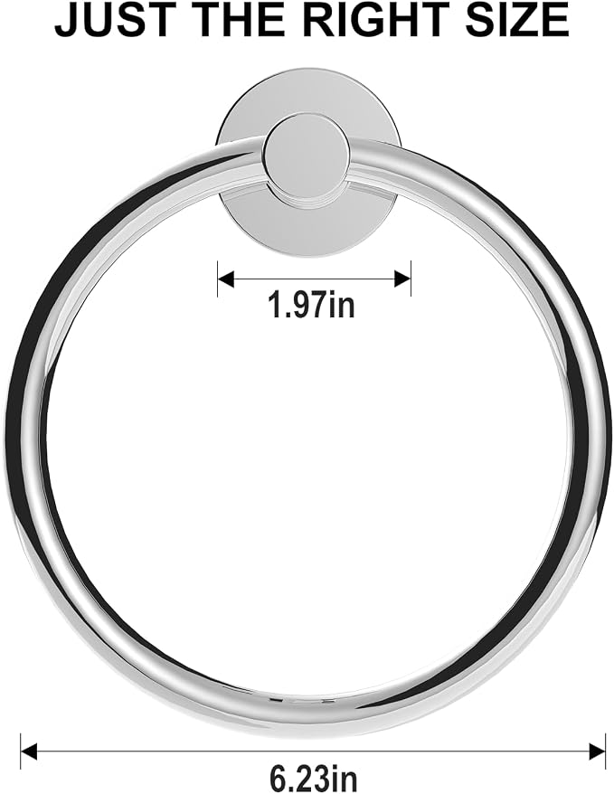 SetSail Towel Holder for Bathroom Wall Stainless Steel Hand Towel Ring Heavy Duty Towel Hanger for Bathroom, ‌Mirror Silver