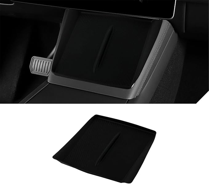 Model Y Center Consoles Wireless Charging Pad, Non-Slip Silicone Mat for Tesla Model 3/ Y Juniper 2025 2024 Phone Charger Protective Pad Car Interior Accessories(Black,for Model 3/Y 2025)