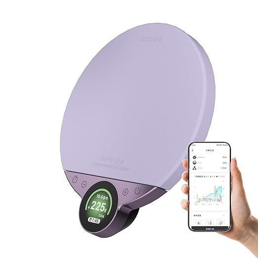 Cocinare Balance Pro 0.1g Precision Coffee Scale, 3.5kg Digital with Timer Kitchen Scale for Coffee & Food, App Control (Purple)