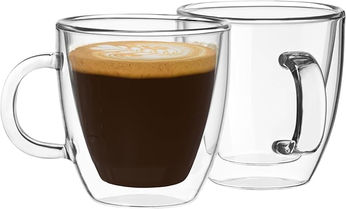Mindful Design Double Wall Insulated Glasses Espresso Cups (Set of 2) - 5.4-Ounce Mugs
