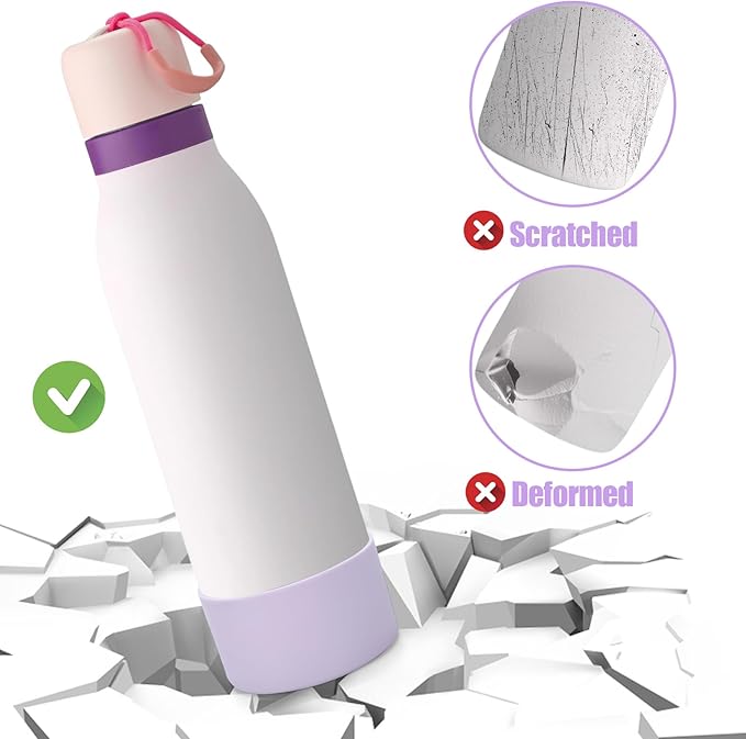 Mity rain 2PCS Silicone Boot for Owala FreeSip Twist Water Bottle, Anti-Slip, Noise-Reducing,Prevents Scratches (24 oz Light Purple)