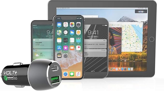 PRO 33 Watt Car Kit Compatible with Kyocera Cadence LTE Plus Data, Durable Quick Adaptive Fast Charging Dual USB-C/MicroUSB Long 4ft Cables