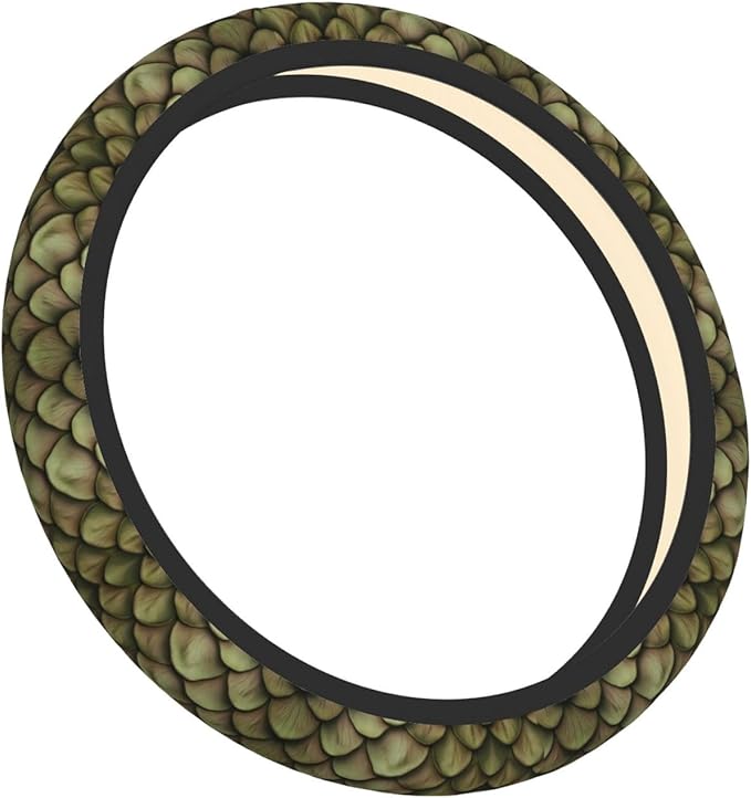 Dragon Scales Pattern Neoprene Steering Wheel Covers Women Men Car Accessories, Universal 15 Inch Fit Auto, Suvs, Truck