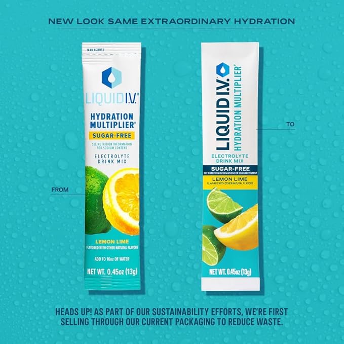 Liquid I.V. Hydration Multiplier Sugar-Free - Lemon Lime | Electrolyte Powder Drink Mix | 1 Pack (14 Servings)