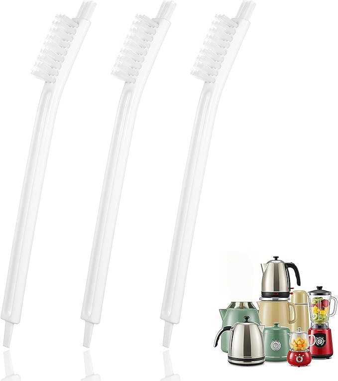 3 Packs Juicer Cleaning Brush, Soy Milk Maker Deep Clean Brush Crevice Tool Set Small Scrub Brushes for Toaster Sink Tile Grout Grater, Small Cleaning Supplies Gadgets White